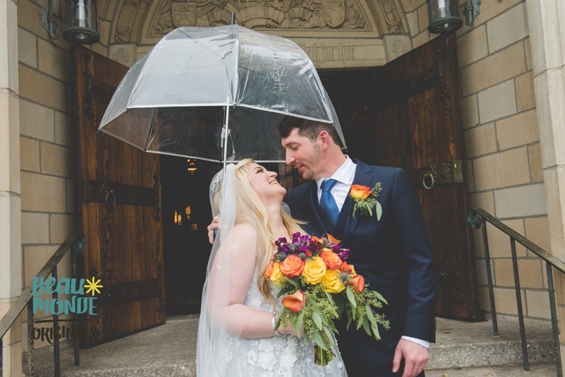 Elegant Events Florist - Philadelphia wedding florist - fall bridal bouquet - orange calla lily - yellow roses - mango calla lily - villanova conference center - villano pa - bg productions photography and videography - bride and groom